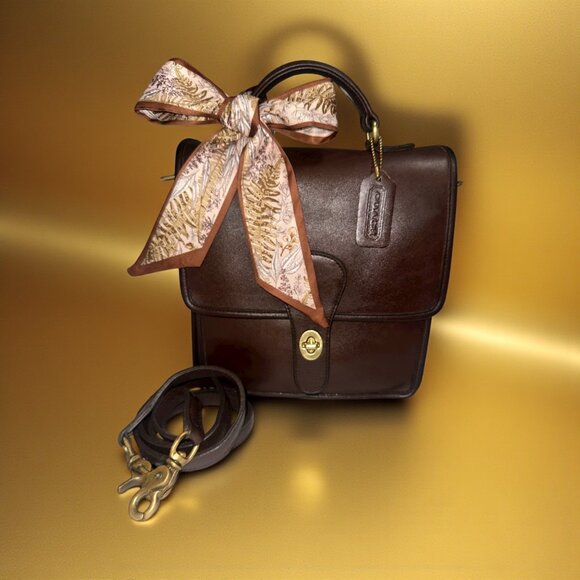 VTG Coach Station Bag 5130 Mahogany Leather Brass Crossbody Satchel 90s USA + Ta - Picture 1 of 9